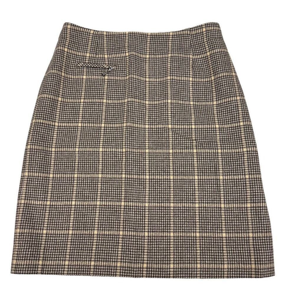 Pendleton Virgin Wool Houndstooth Plaid Skirt size 10 Petite